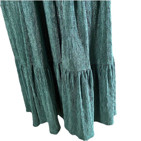 Torrid Crinkle Knit Surplice Tiered Midi Skater Dress Pine Green Plus Size 3X - Picture 11 of 16